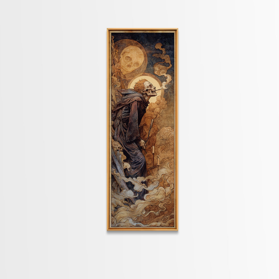 Haunted Seaside Halloween, Dark Renaissance Art, Tall Narrow Wall Art, Dark Halloween Decor, Framed Canvas Print