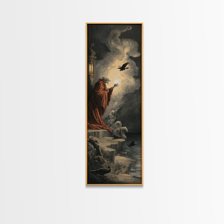 Haunted Seaside Halloween, Gothic Nightmare Art, Tall Narrow Wall Art, Macabre Wall Art, Canvas Print, Halloween Wall Art