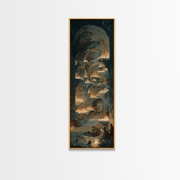 The Candlelit Crypt, Visionary Gothic Art, Tall Narrow Wall Art, Gothic Horror Wall Art, Canvas Print, Halloween Wall Art