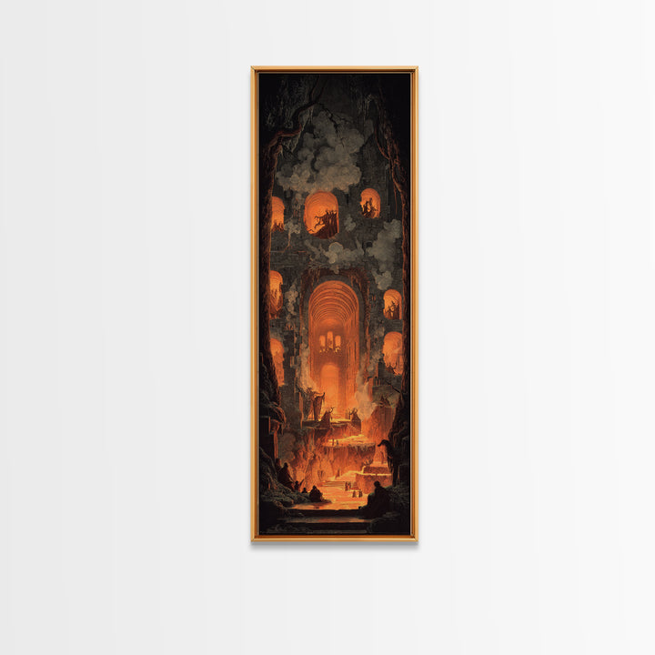 The Candlelit Crypt, Apocalyptic Romantic Art, Tall Narrow Wall Art, Macabre Wall Art, Framed Canvas Print, Halloween Wall Art