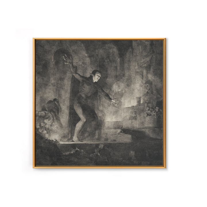 The Candlelit Crypt, Symbolist Dream Art, Square Wall Art, Macabre Wall Art, Framed Canvas Print, Halloween Wall Art, Halloween Decor