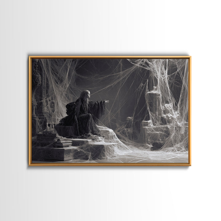 Black Lace And Cobwebs, Baroque Witchcraft Art, Landscape Wall Art, Dark Fantasy Wall Art, Canvas Print, Halloween Wall Art