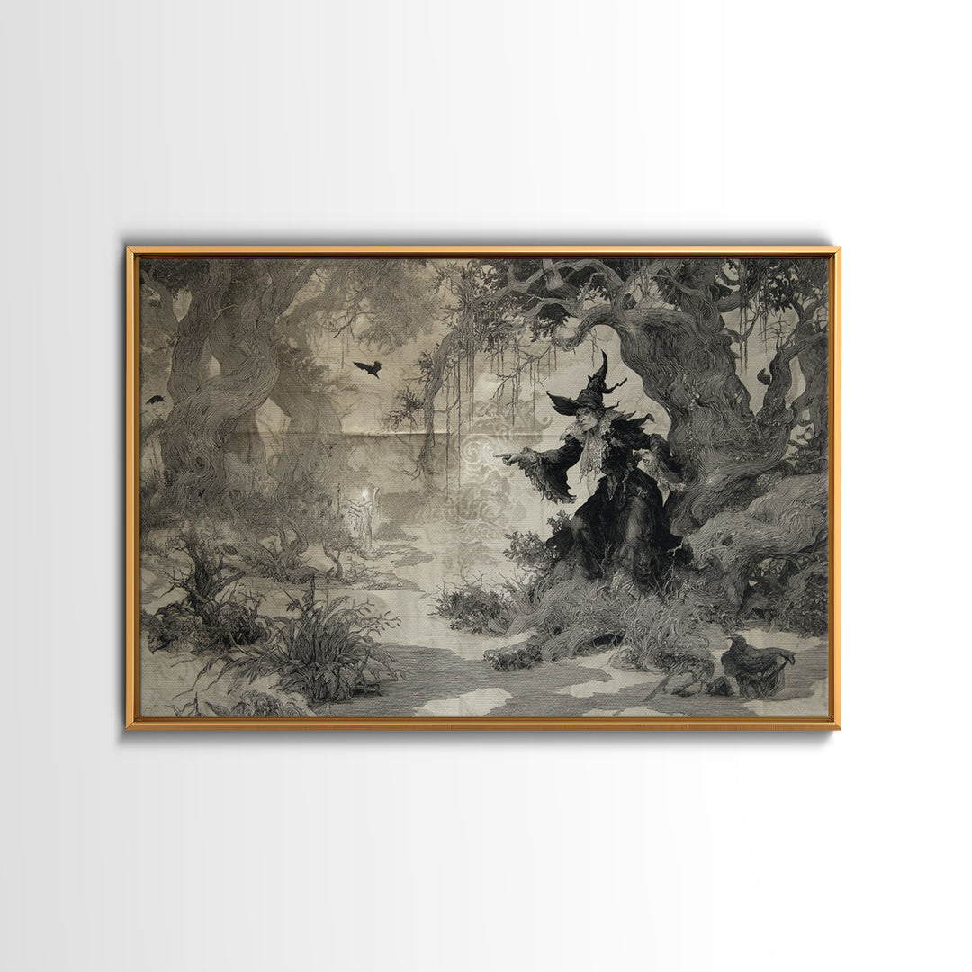 Black Lace And Cobwebs, Gothic Storybook Art, Landscape Wall Art, Dark Fantasy Wall Art, Canvas Print, Halloween Wall Art