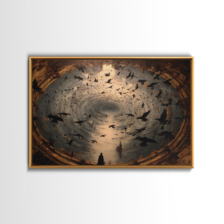 Ravens And Ruins, Symbolist Gothic Landscape, Landscape Wall Art, Dark Halloween Decor, Canvas Print, Halloween Wall Art, Horror Wall Art