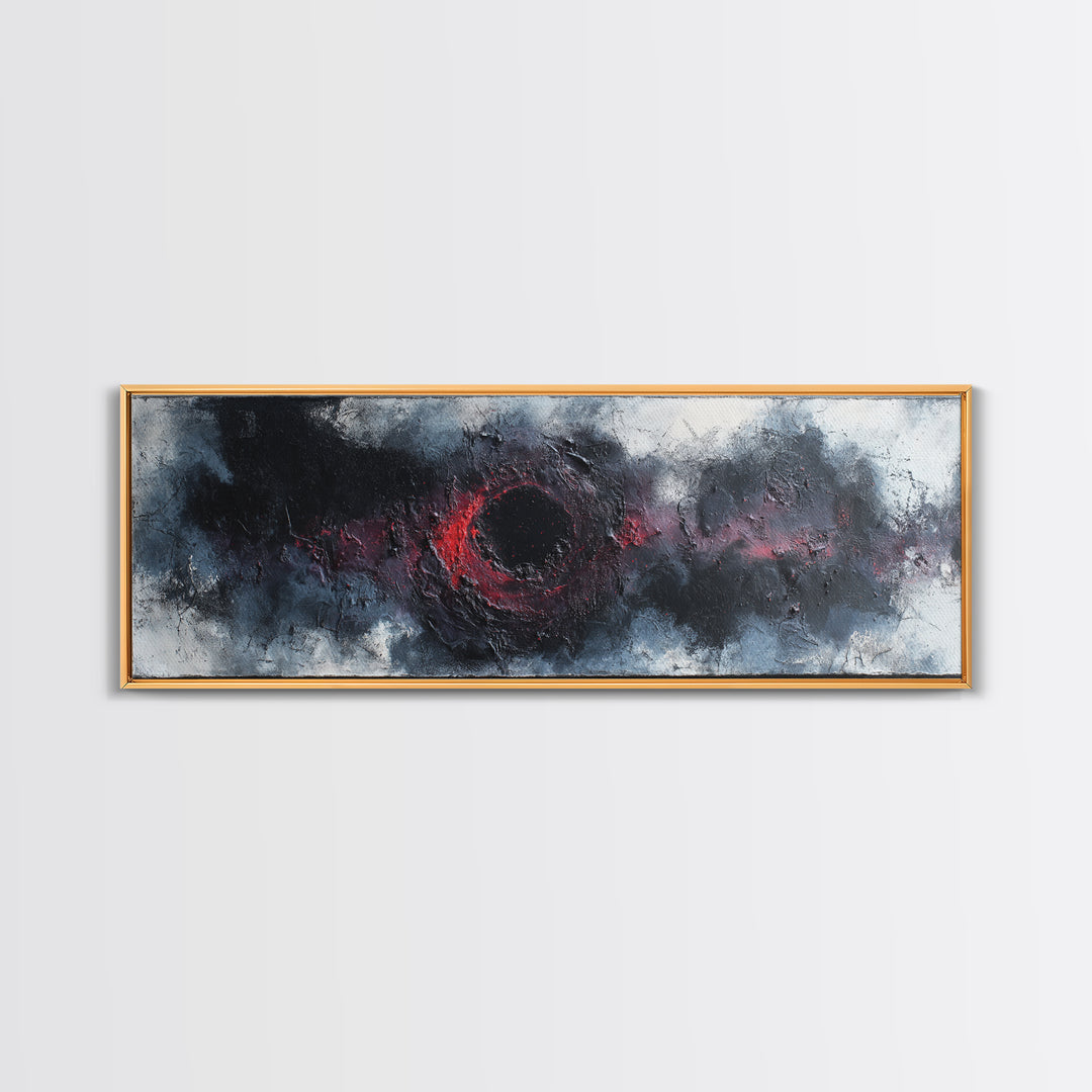 Deep Charcoal Abstract Canvas Print, Dark Art, Gothic Wall Art, Living Room Decor, Nocturne, Spooky Decor, Gallery Decor, DAR-3x1-13