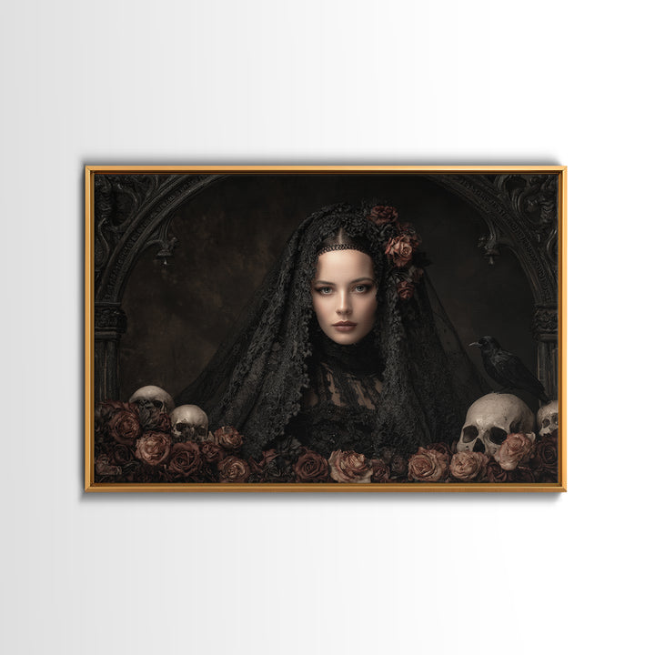 Gothic Woman Portrait Canvas Print, Dark Art, Room Decor, Living Room Decor, Oil Painting, Nocturne, Digital Art, DAR-3x2-56