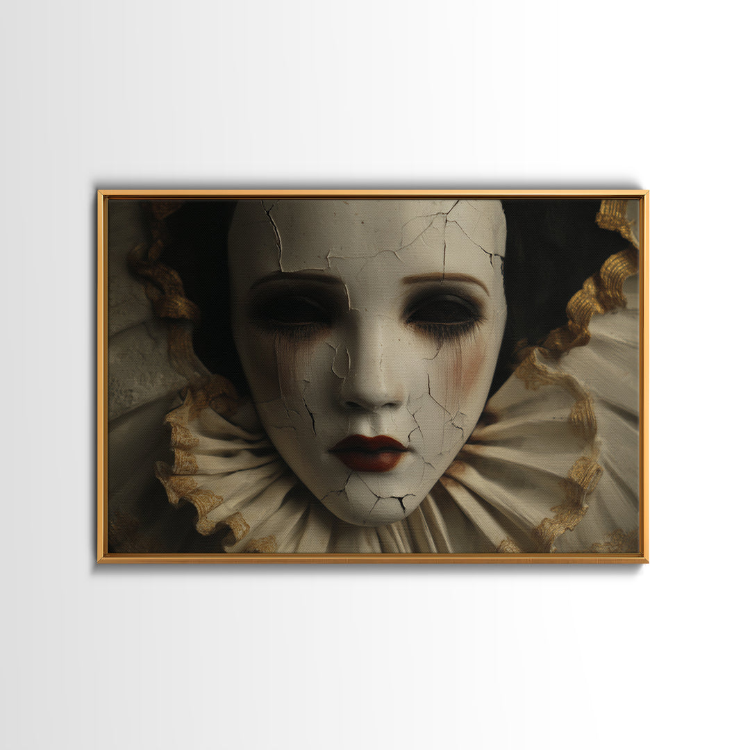 Cracked Porcelain Doll Portrait Canvas Print, Dark Art, Painting, Living Room Decor, Oil Painting, Nocturne, Gothic Wall Art, DAR-3x2-75