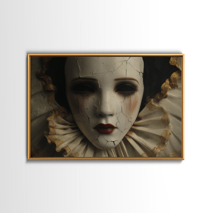 Cracked Porcelain Doll Portrait Canvas Print, Dark Art, Painting, Living Room Decor, Oil Painting, Nocturne, Gothic Wall Art, DAR-3x2-75