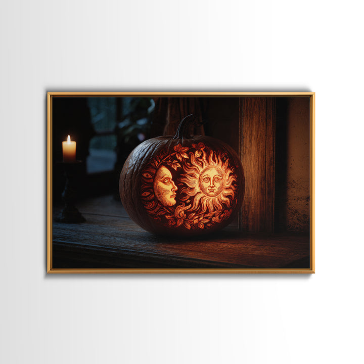 Pumpkins And Moon Phases, Danse Macabre Art, Landscape Wall Art, Macabre Wall Art, Canvas Print, Halloween Wall Art