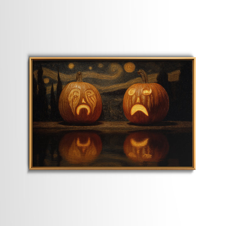 Pumpkins And Moon Phases, Symbolist Gothic Landscape, Landscape Wall Art, Gothic Horror Wall Art, Canvas Print, Halloween Wall Art