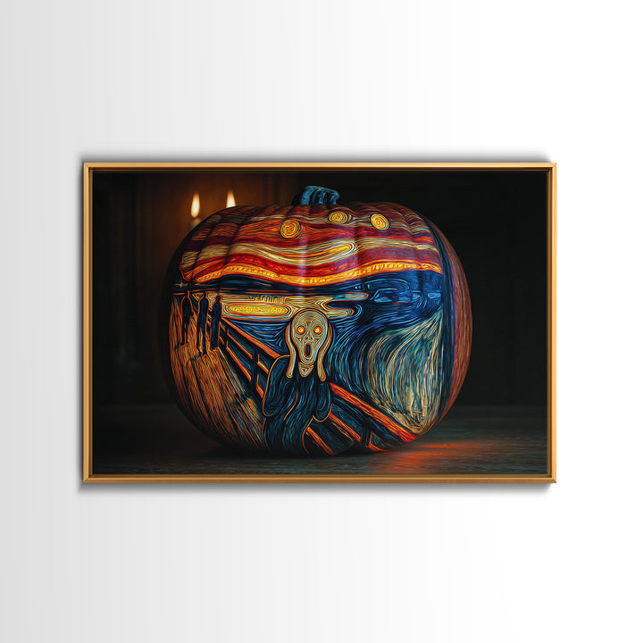 Pumpkins And Moon Phases, Expressionist Gothic Art, Landscape Wall Art, Dark Halloween Decor, Canvas Print, Halloween Wall Art