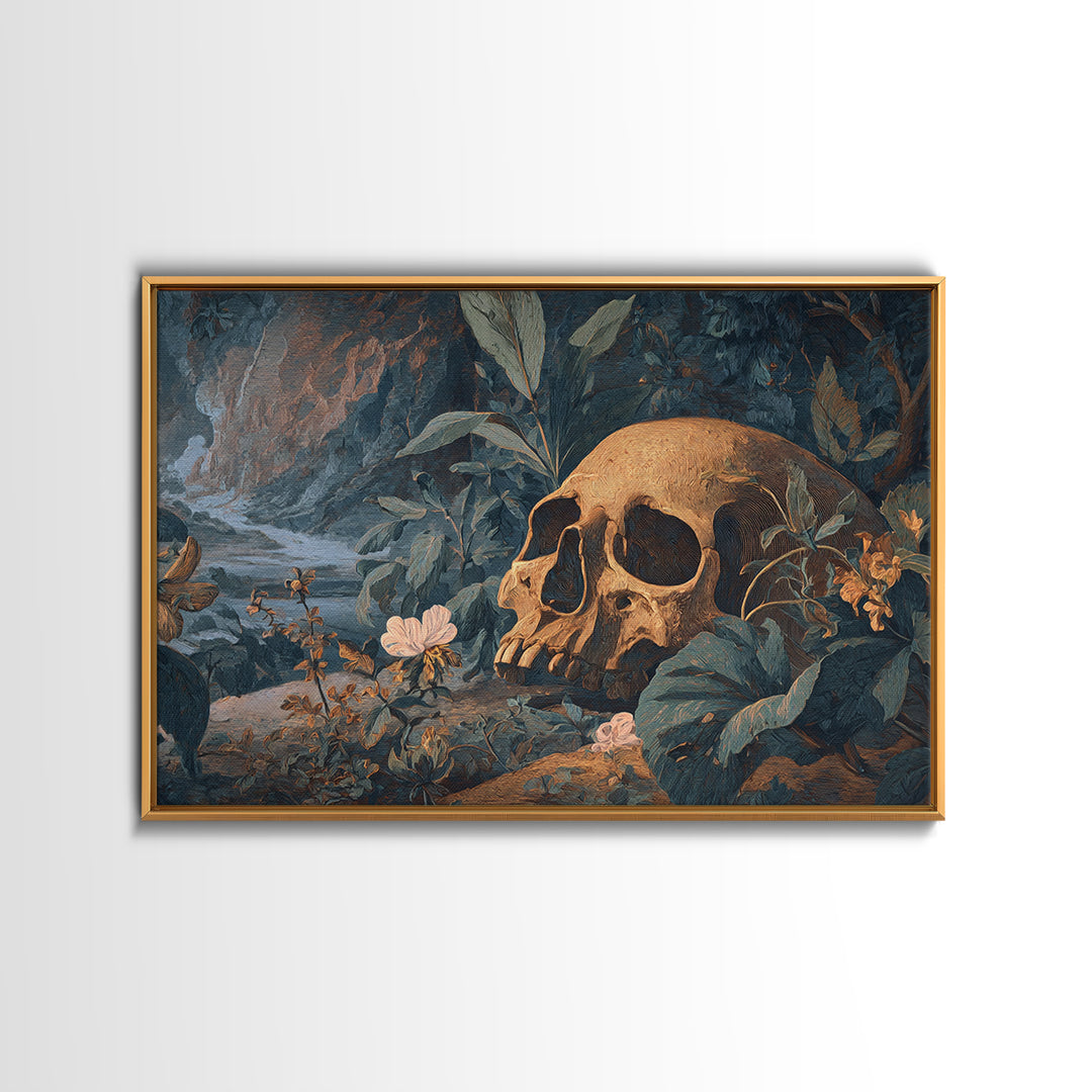 Skeletal Botanicals, Romantic Gothic Landscape, Landscape Wall Art, Gothic Horror Wall Art, Framed Canvas Print, Dark Fantasy Art
