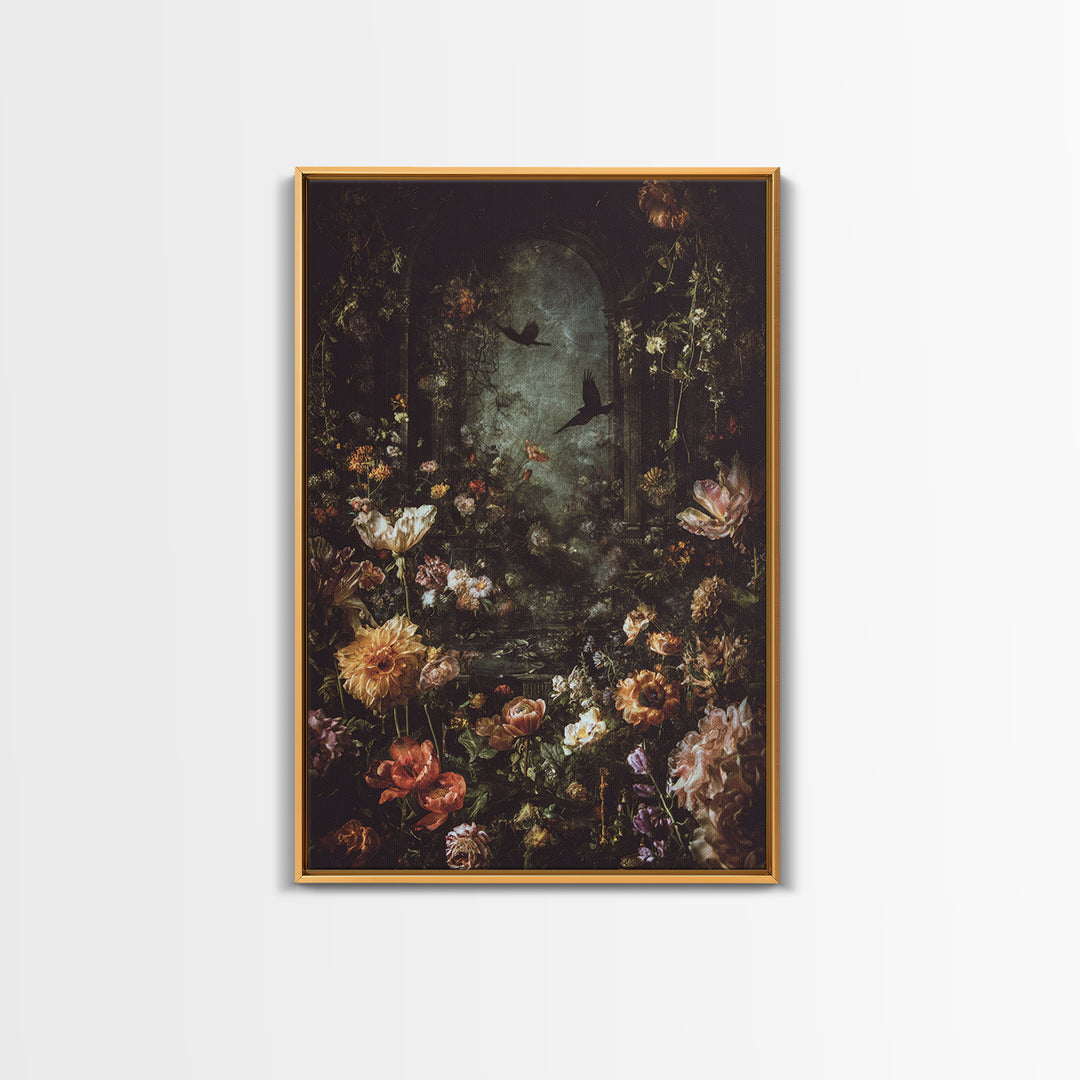 The Poison Garden, Dark Romantic Horror Art, Vertical Wall Art, Gothic Horror Wall Art, Framed Canvas Print, Halloween Wall Art