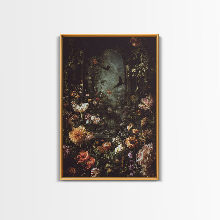 The Poison Garden, Dark Romantic Horror Art, Vertical Wall Art, Gothic Horror Wall Art, Framed Canvas Print, Halloween Wall Art
