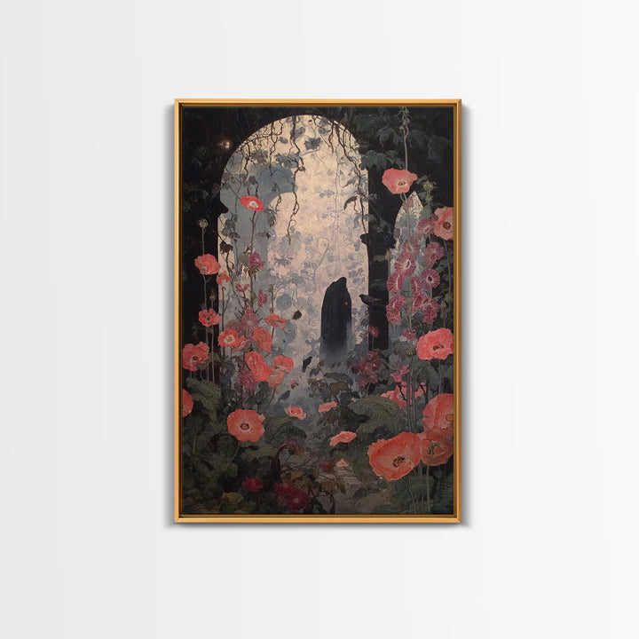 The Poison Garden, Symbolist Dream Art, Vertical Wall Art, Gothic Horror Wall Art, Framed Canvas Print, Halloween Wall Art
