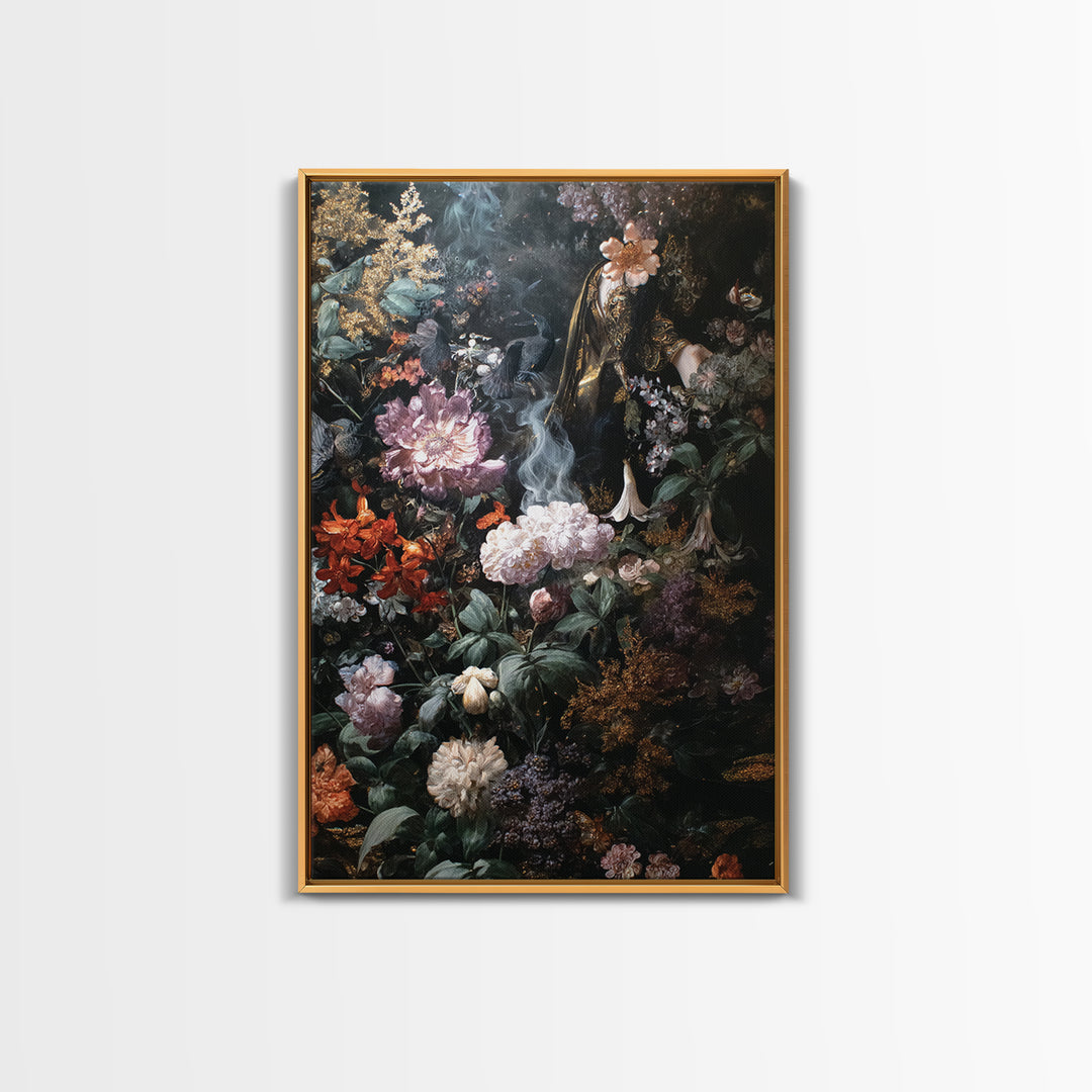 The Poison Garden, Ornate Symbolist Art, Vertical Wall Art, Macabre Wall Art, Framed Canvas Print, Halloween Wall Art