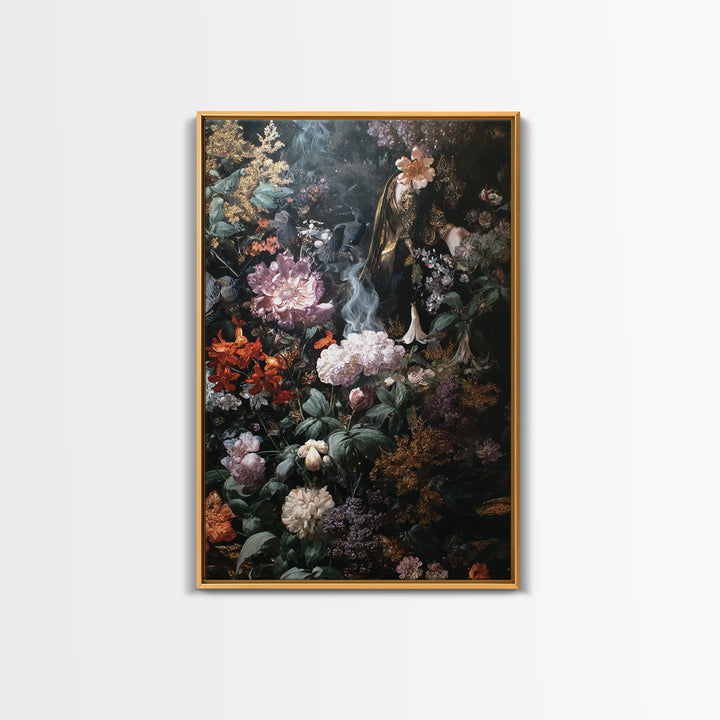 The Poison Garden, Ornate Symbolist Art, Vertical Wall Art, Macabre Wall Art, Framed Canvas Print, Halloween Wall Art