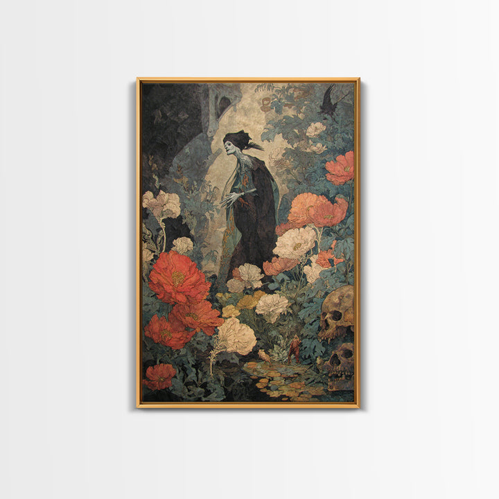 The Poison Garden, Decadent Gothic Art, Vertical Wall Art, Dark Fantasy Wall Art, Canvas Print, Halloween Wall Art, Gothic Home Decor