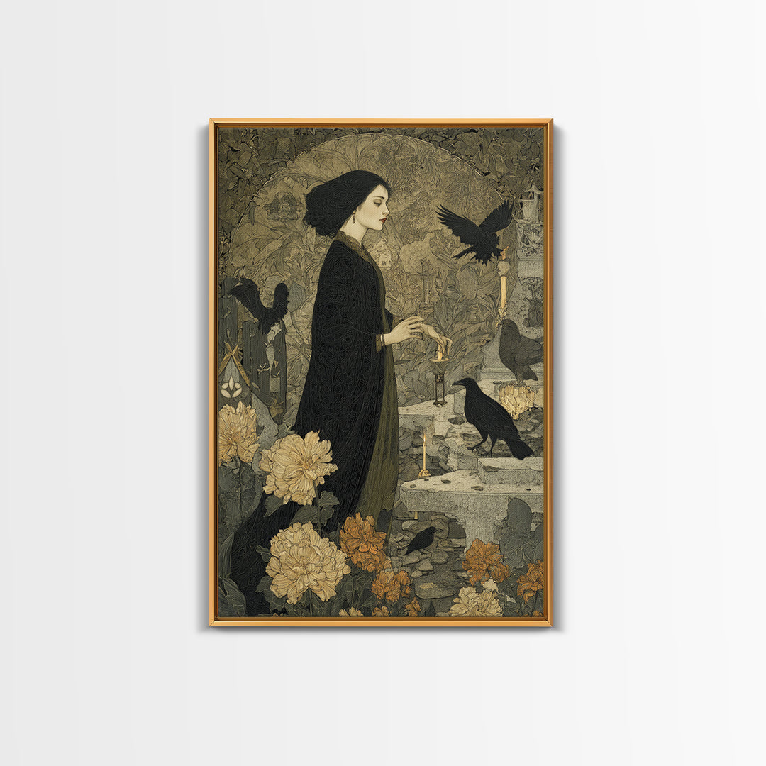 The Poison Garden, Symbolist Death Art, Vertical Wall Art, Gothic Horror Wall Art, Canvas Print, Halloween Wall Art