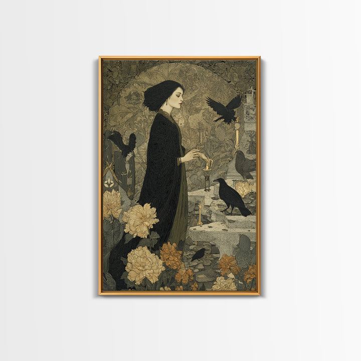 The Poison Garden, Symbolist Death Art, Vertical Wall Art, Gothic Horror Wall Art, Canvas Print, Halloween Wall Art