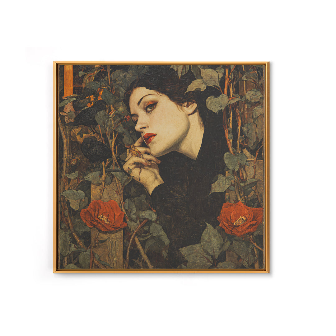 The Poison Garden, Dark Symbolist Art, Square Wall Art, Dark Halloween Decor, Canvas Print, Halloween Wall Art, Gothic Home Decor