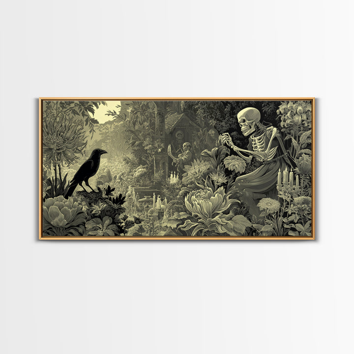 The Poison Garden, Macabre Folk Print Art, Wide Panoramic Art, Macabre Wall Art, Canvas Print, Halloween Wall Art