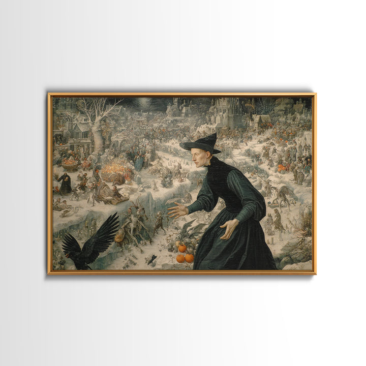 Frozen Halloween, Medieval Grotesque Art, Landscape Wall Art, Gothic Horror Wall Art, Framed Canvas Print, Halloween Wall Art