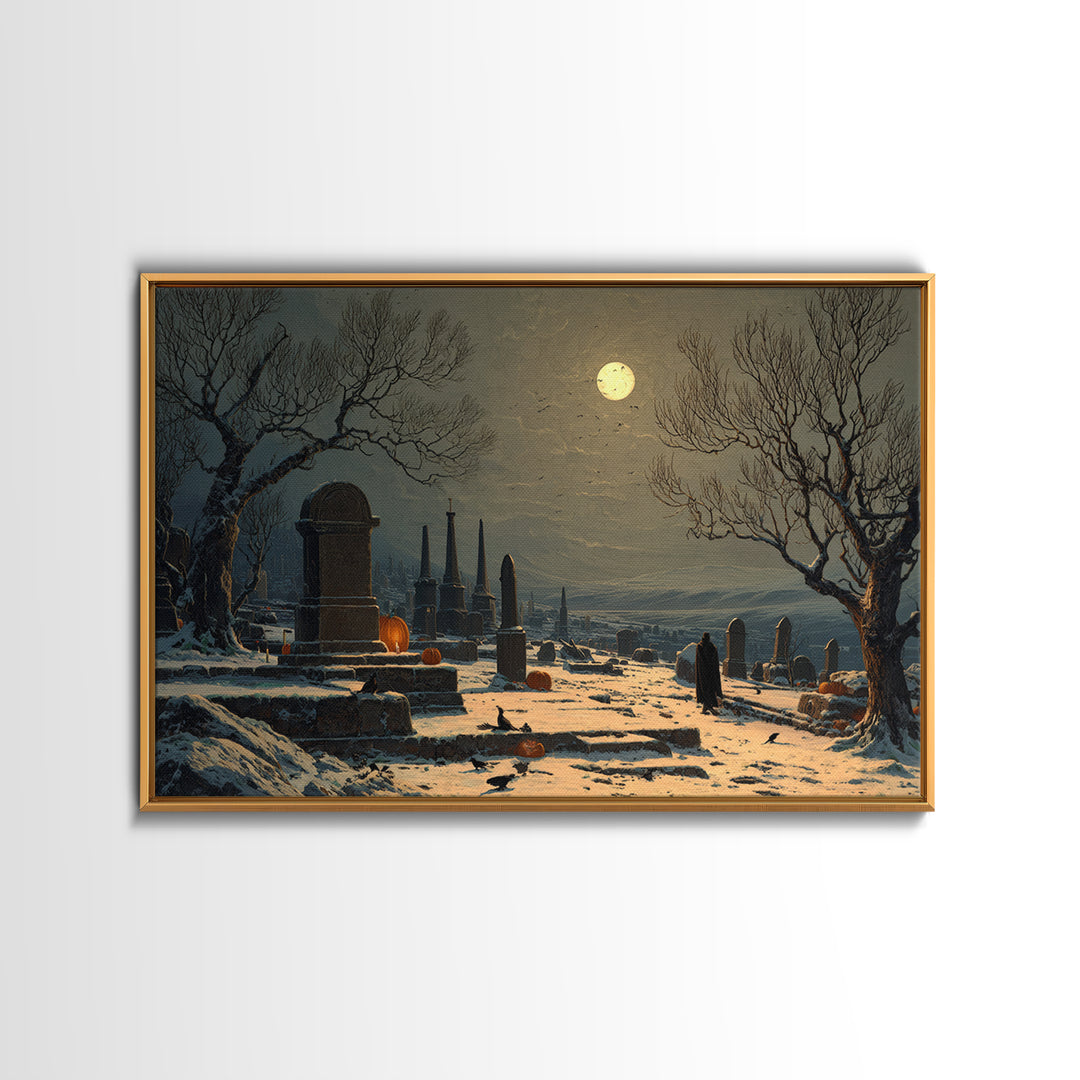 Frozen Halloween, Romantic Gothic Landscape, Landscape Wall Art, Macabre Wall Art, Canvas Print, Halloween Wall Art
