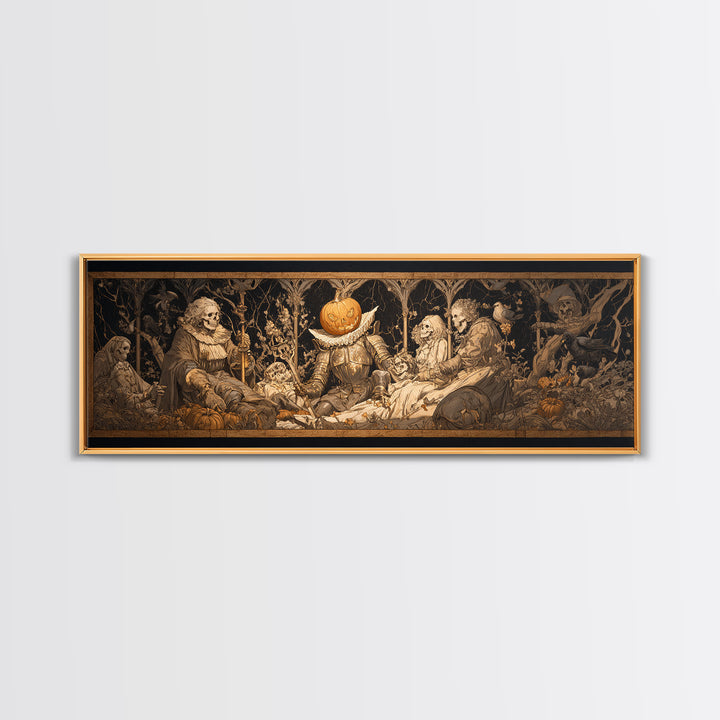 The Pumpkin Paladin, Danse Macabre Art, Extra Wide Wall Art, Gothic Horror Wall Art, Canvas Print, Halloween Wall Art