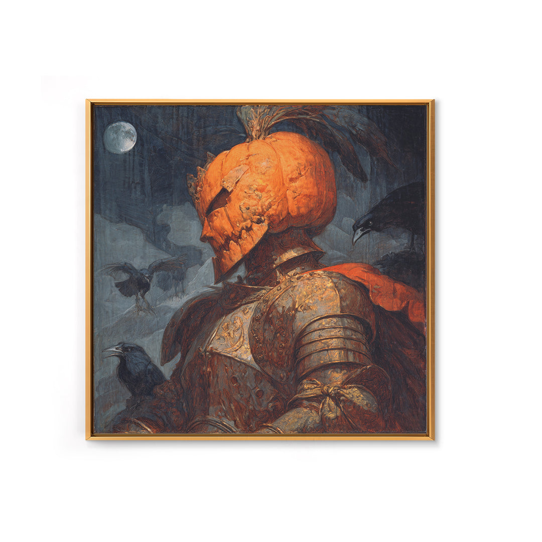 The Pumpkin Paladin, Decadent Gothic Art, Square Wall Art, Gothic Horror Wall Art, Framed Canvas Print, Halloween Wall Art