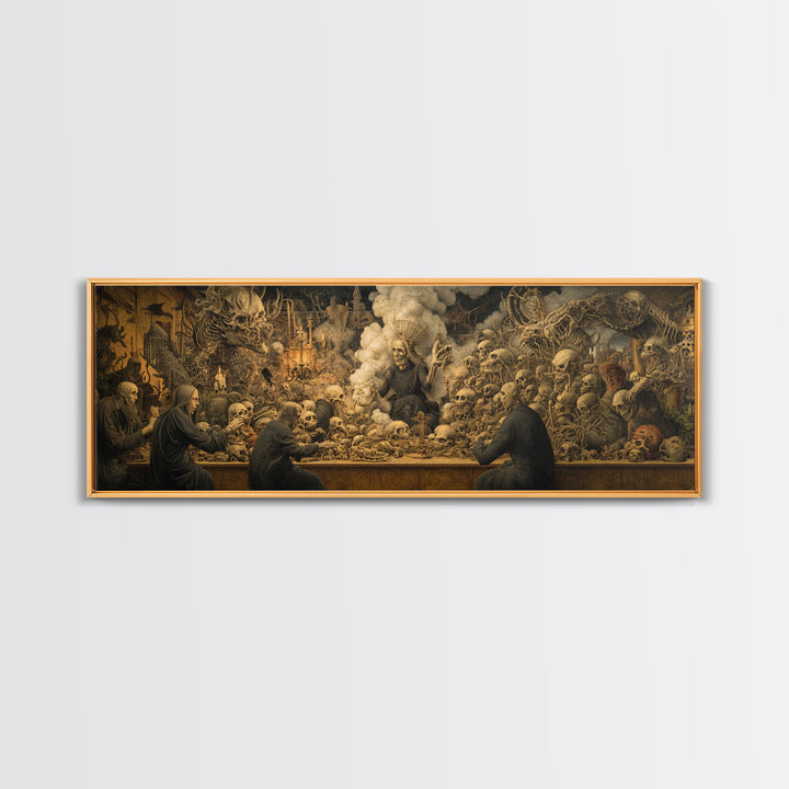 The Necromancer Queen, Medieval Grotesque Art, Extra Wide Wall Art, Gothic Horror Wall Art, Canvas Print, Halloween Wall Art