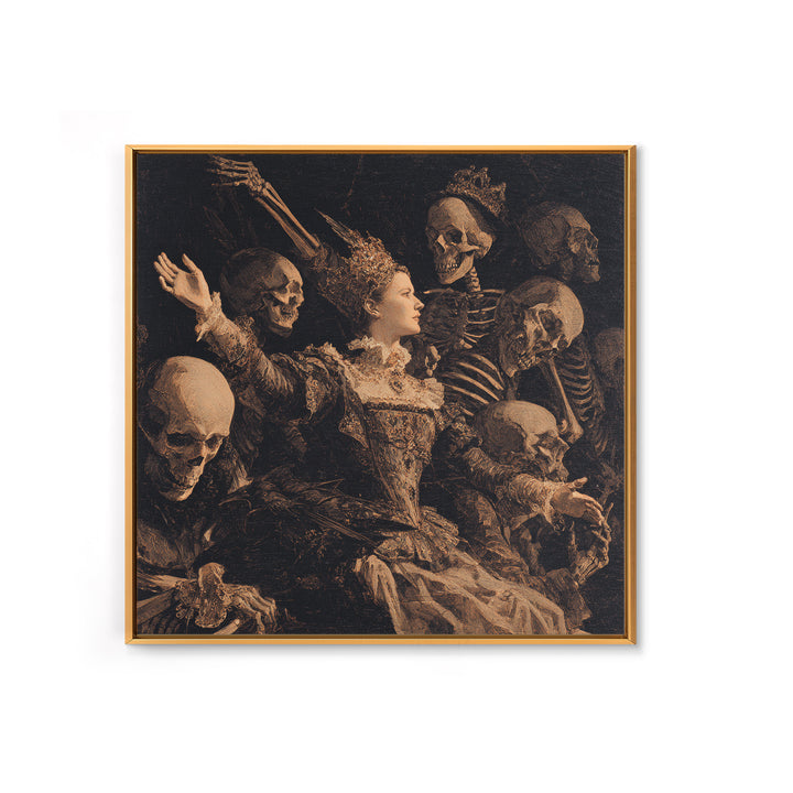 The Necromancer Queen, Danse Macabre Art, Square Wall Art, Macabre Wall Art, Canvas Print, Halloween Wall Art