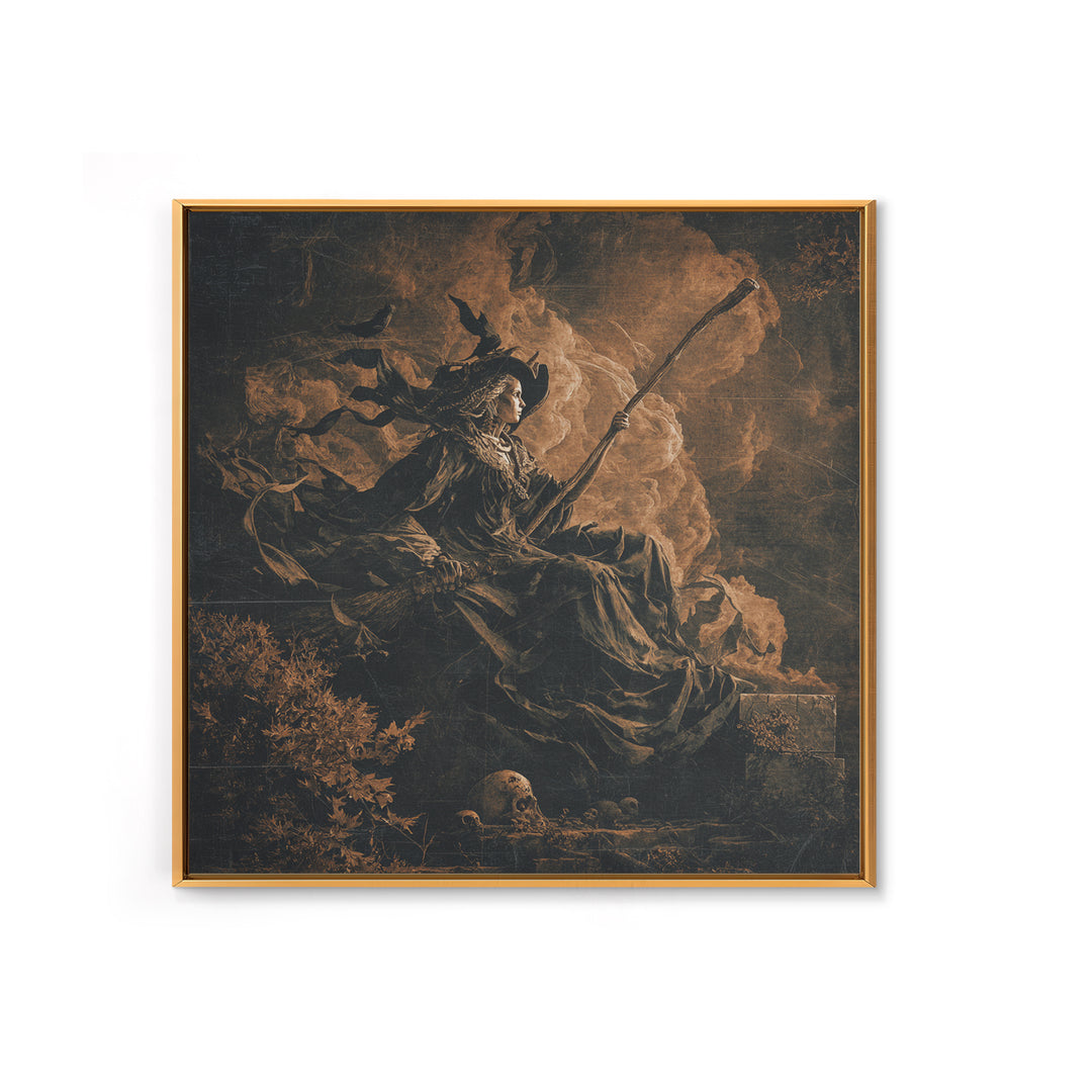 The Necromancer Queen, Baroque Witchcraft Art, Square Wall Art, Gothic Horror Wall Art, Canvas Print, Halloween Wall Art