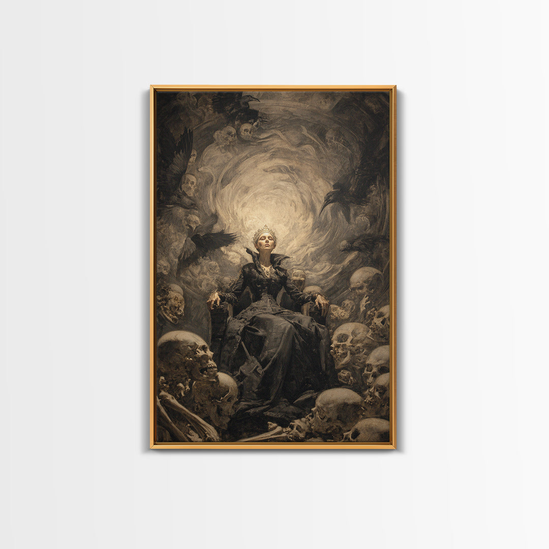 The Necromancer Queen, Gothic Nightmare Art, Vertical Wall Art, Dark Halloween Decor, Canvas Print, Halloween Wall Art