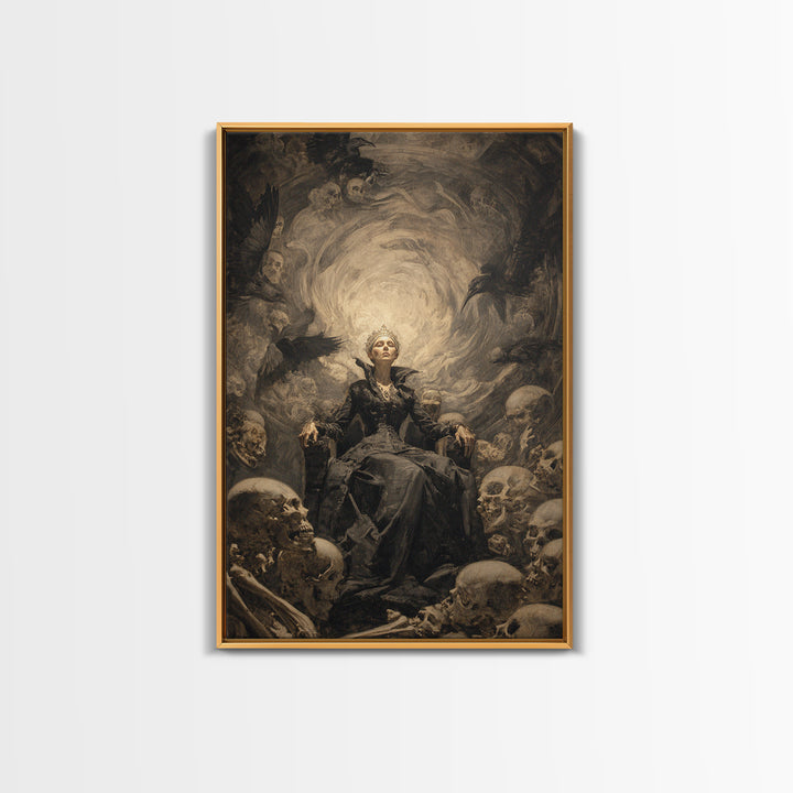 The Necromancer Queen, Gothic Nightmare Art, Vertical Wall Art, Dark Halloween Decor, Canvas Print, Halloween Wall Art