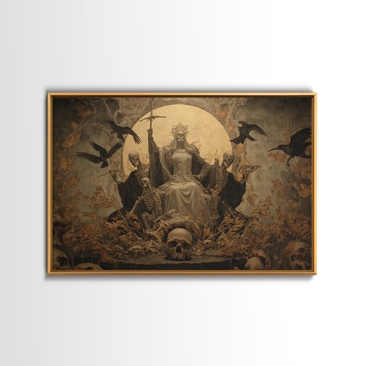 The Necromancer Queen, Symbolist Gothic Landscape, Landscape Wall Art, Dark Halloween Decor, Framed Canvas Print, Halloween Wall Art