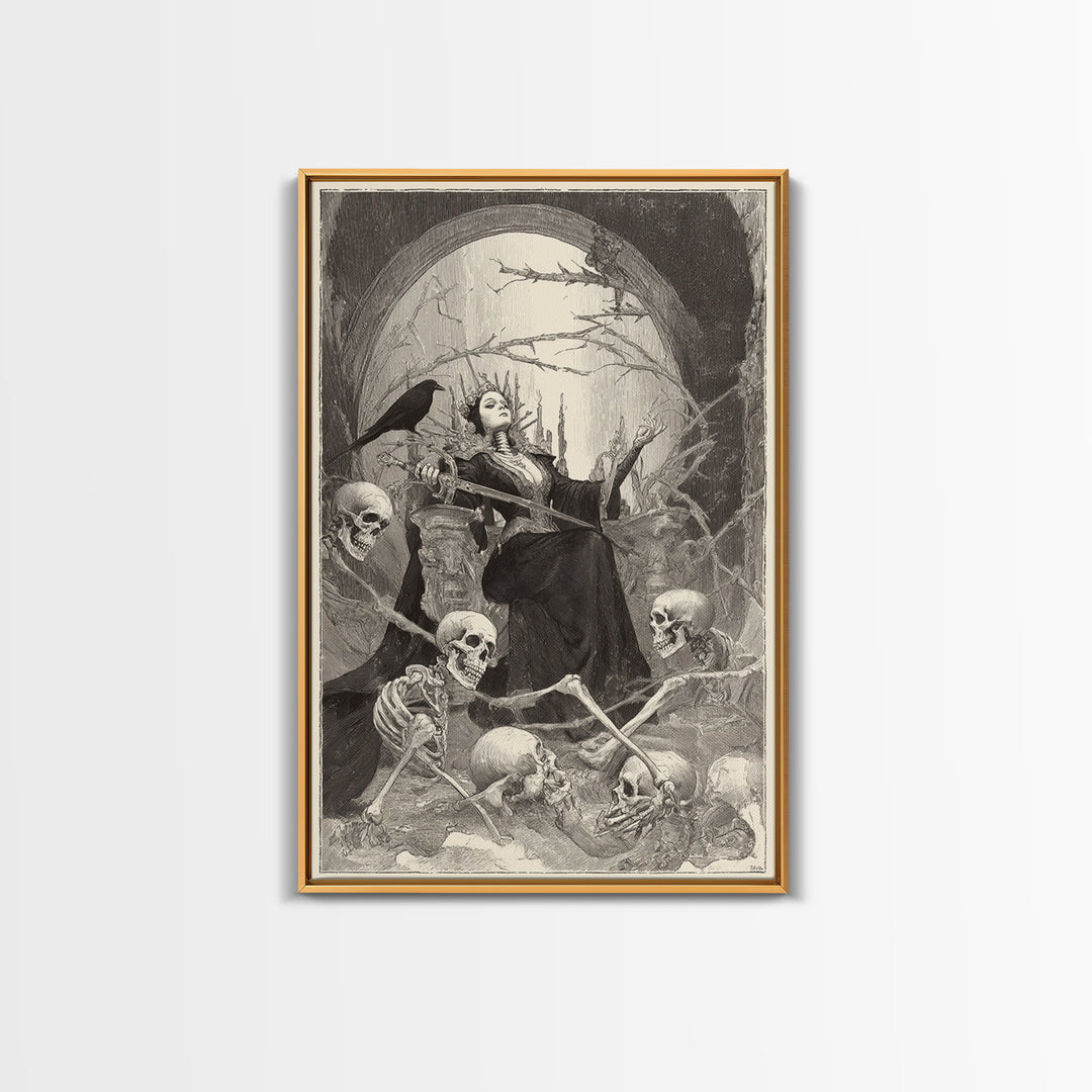 The Necromancer Queen, Decadent Gothic Art, Vertical Wall Art, Gothic Horror Wall Art, Canvas Print, Halloween Wall Art
