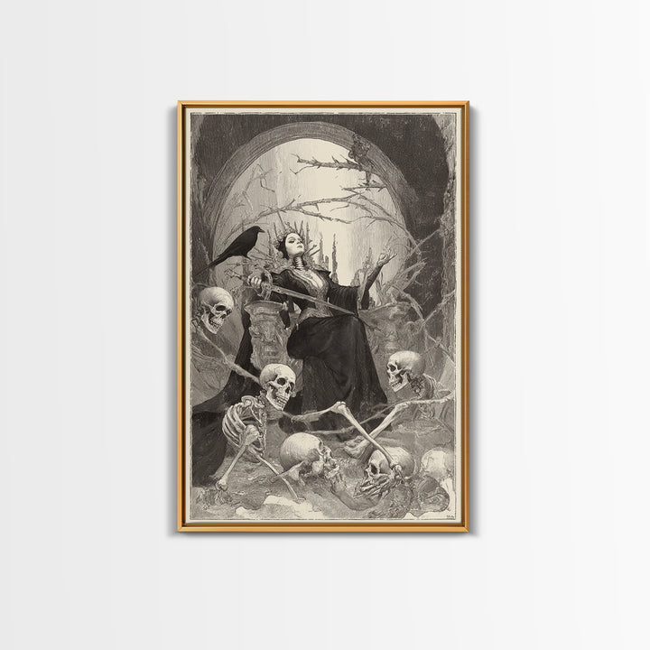 The Necromancer Queen, Decadent Gothic Art, Vertical Wall Art, Gothic Horror Wall Art, Canvas Print, Halloween Wall Art