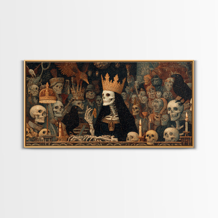 The Necromancer Queen, Grotesque Carnival Art, Wide Panoramic Art, Macabre Wall Art, Canvas Print, Halloween Wall Art, Seasonal Home Decor
