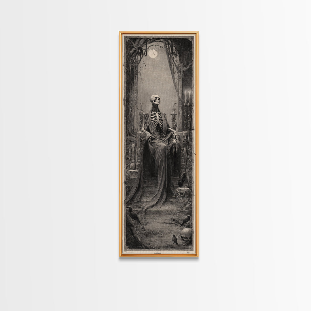 The Necromancer Queen, Surreal Apocalyptic Art, Tall Narrow Wall Art, Macabre Wall Art, Framed Canvas Print, Halloween Wall Art