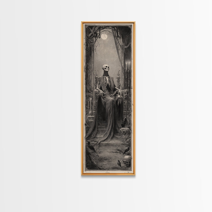 The Necromancer Queen, Surreal Apocalyptic Art, Tall Narrow Wall Art, Macabre Wall Art, Framed Canvas Print, Halloween Wall Art