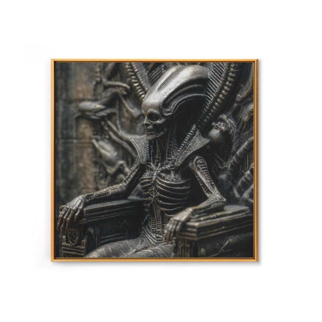 The Necromancer Queen, Biomechanical Horror Art, Square Wall Art, Dark Halloween Decor, Canvas Print, Halloween Wall Art, Spooky Wall Decor