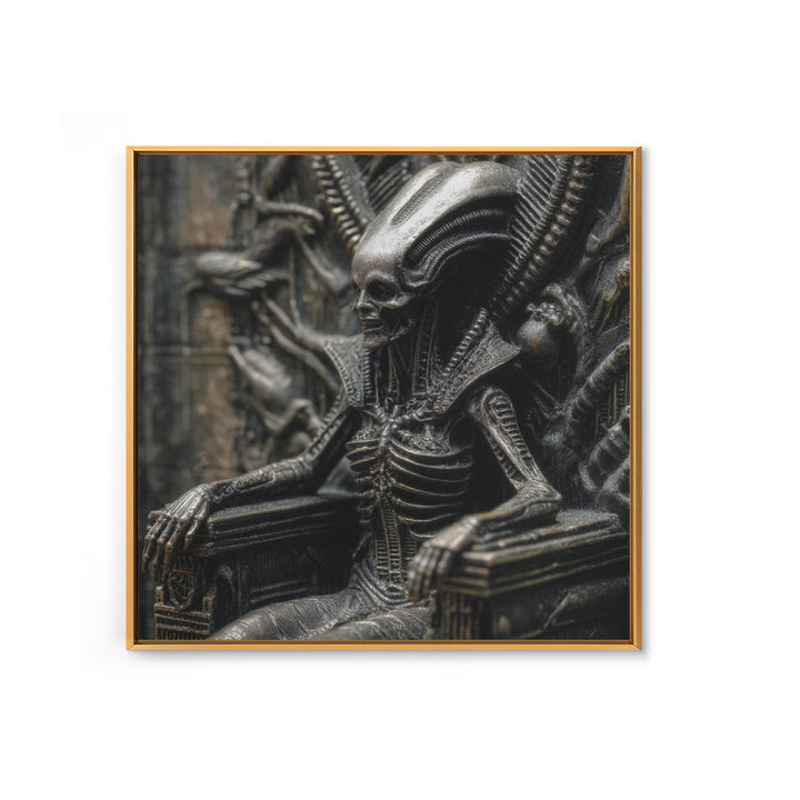 The Necromancer Queen, Biomechanical Horror Art, Square Wall Art, Dark Halloween Decor, Canvas Print, Halloween Wall Art, Spooky Wall Decor