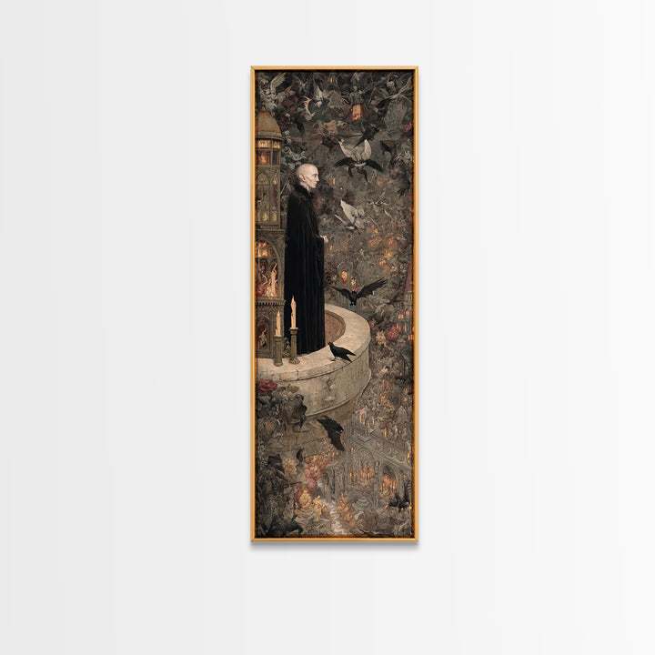 The Bat Prince, Medieval Grotesque Art, Tall Narrow Wall Art, Dark Fantasy Wall Art, Canvas Print, Halloween Wall Art
