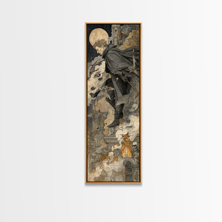 The Bat Prince, Danse Macabre Art, Tall Narrow Wall Art, Dark Fantasy Wall Art, Canvas Print, Halloween Wall Art