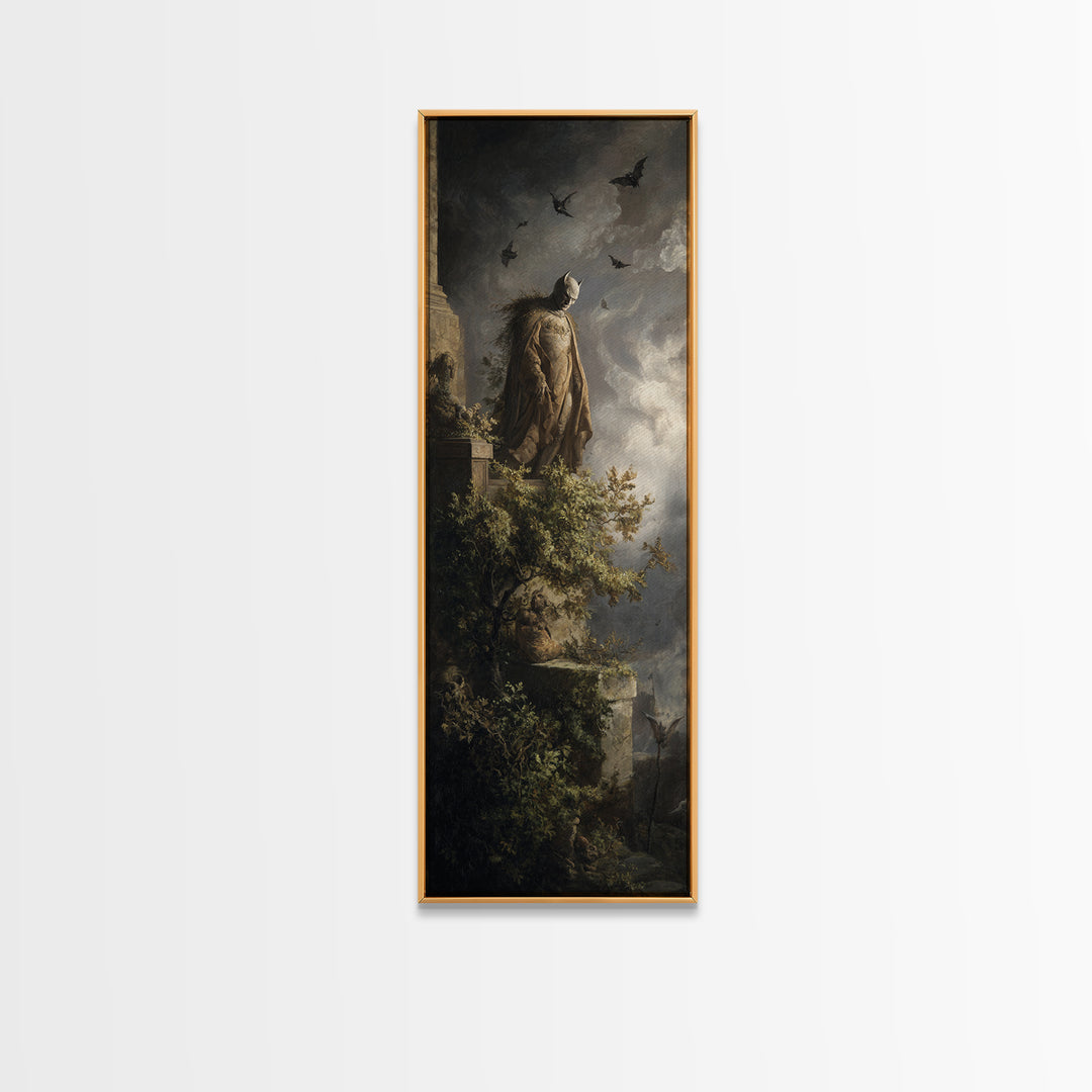 The Bat Prince, Baroque Witchcraft Art, Tall Narrow Wall Art, Gothic Horror Wall Art, Framed Canvas Print, Halloween Wall Art