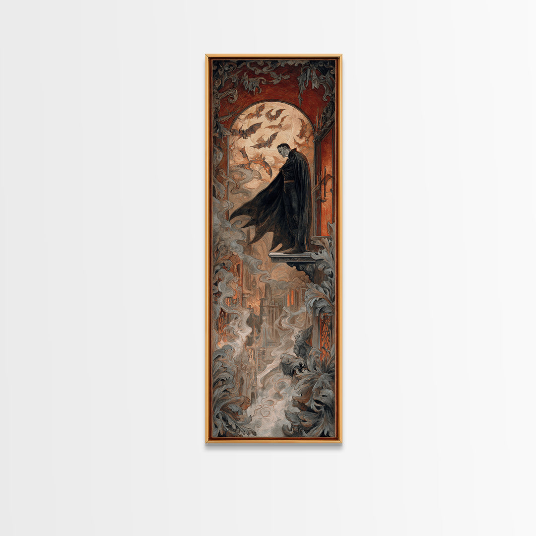 The Bat Prince, Visionary Gothic Art, Tall Narrow Wall Art, Gothic Horror Wall Art, Framed Canvas Print, Halloween Wall Art