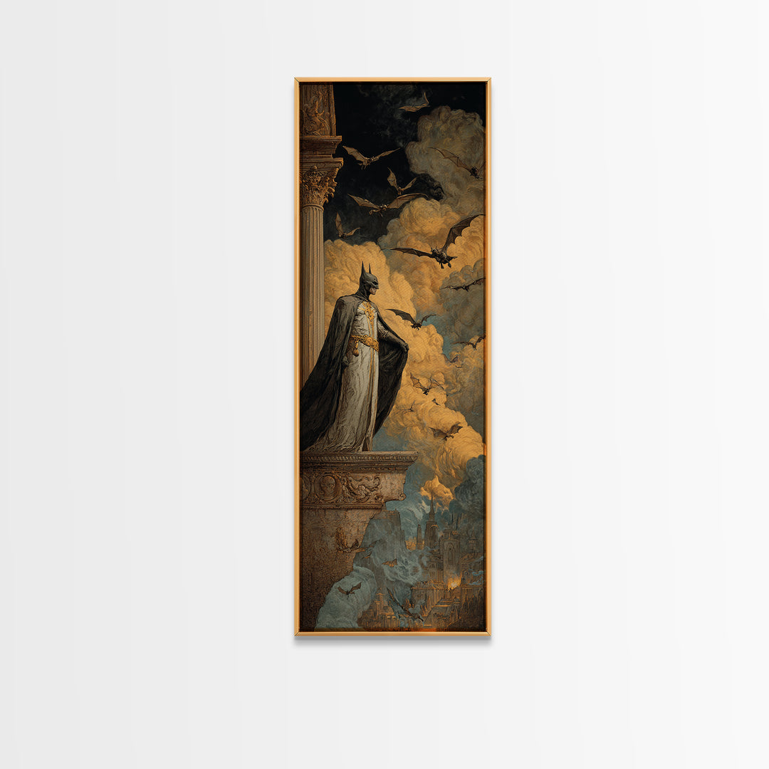 The Bat Prince, Apocalyptic Romantic Art, Tall Narrow Wall Art, Dark Fantasy Wall Art, Canvas Print, Halloween Wall Art, Dark Fantasy Art