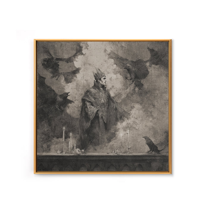 The Bat Prince, Symbolist Dream Art, Square Wall Art, Macabre Wall Art, Canvas Print, Halloween Wall Art, Dark Fantasy Art