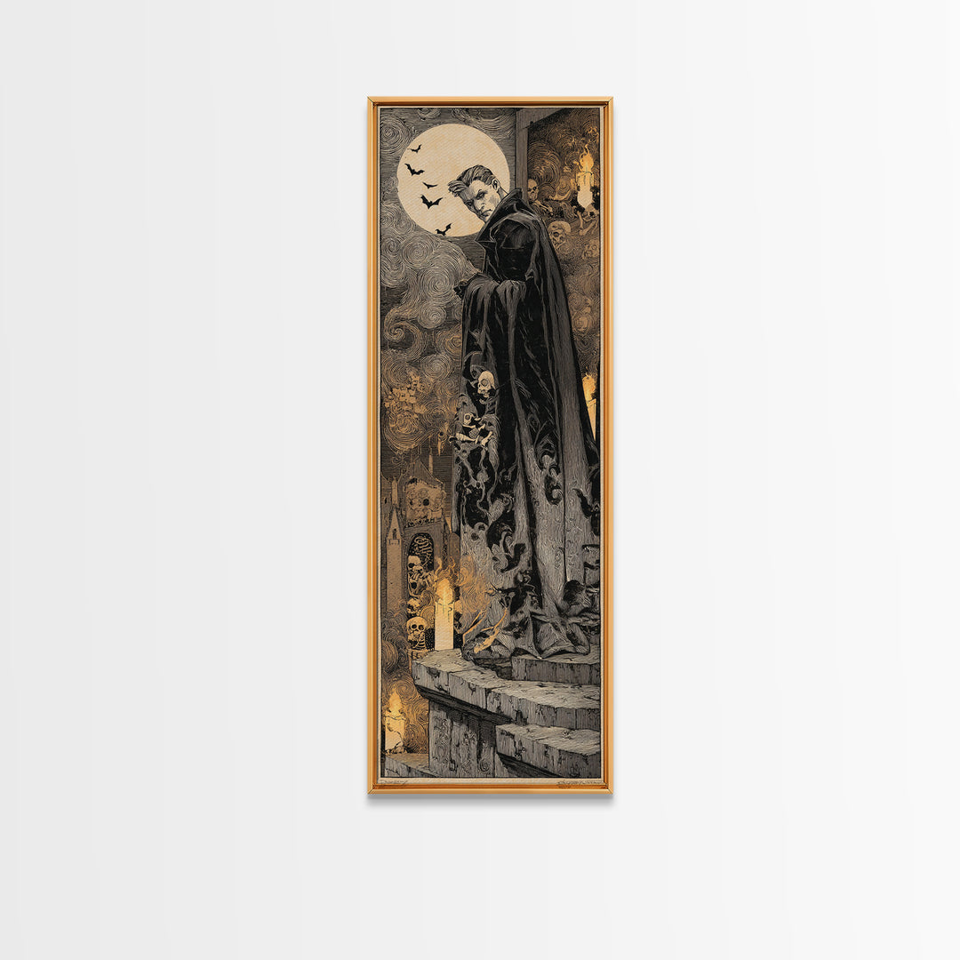 The Bat Prince, Macabre Folk Print Art, Tall Narrow Wall Art, Macabre Wall Art, Canvas Print, Halloween Wall Art